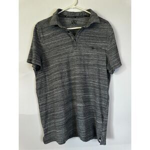 Rock & Republic Men’s Polo Shirt Gray Striped Short Sleeve L Casual Golf Style